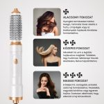 5v1 Multifunkční horkovzdušný kulma s automatickým natáčením, žehličkou na vlasy a fénem, bílá