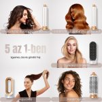 5v1 Multifunkční horkovzdušný kulma s automatickým natáčením, žehličkou na vlasy a fénem, bílá