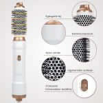 5v1 Multifunkční horkovzdušný kulma s automatickým natáčením, žehličkou na vlasy a fénem, bílá