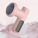 Masážní pistole s 5 vyměnitelnými masážními hlavicemi, 6 úrovní - růžová