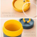 Tedemei kiömlésgátló ételhordó, összecsukható kanállal 530 ml - Kék/sárga - Black Friday