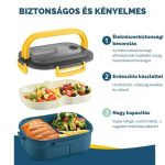 Set de recipiente alimentare cu depozitare separată, cu lingură și furculiță, 1200 ml - Albastru