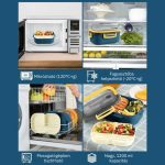 Set de recipiente alimentare cu depozitare separată, cu lingură și furculiță, 1200 ml - Albastru