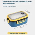 Set de recipiente alimentare cu depozitare separată, cu lingură și furculiță, 1200 ml - Albastru