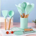 Set de servire de bucătărie din silicon, 11 piese - Verde