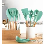 Set de servire de bucătărie din silicon, 11 piese - Verde