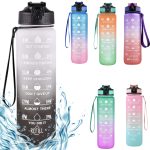 Sticlă de apă motivațională cu gradient, citate și cronologie (1000 ml) - Alb/Negru