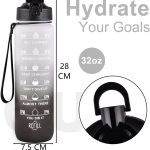 Sticlă de apă motivațională cu gradient, citate și cronologie (1000 ml) - Alb/Negru