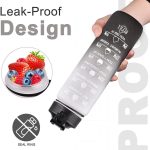 Sticlă de apă motivațională cu gradient, citate și cronologie (1000 ml) - Alb/Negru