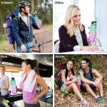 Sticlă de apă motivațională cu gradient, citate și cronologie (1000 ml) - Verde mentă/Mov