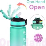 Sticlă de apă motivațională cu gradient, citate și cronologie (1000 ml) - Verde mentă/Mov