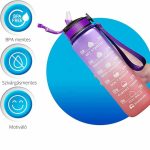 Színátmenetes motivációs kulacs idézetekkel és időskálával (1000 ml) - Lila/Barack