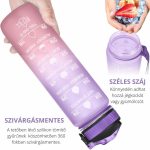 Színátmenetes motivációs kulacs idézetekkel és időskálával (1000 ml) - Lila/Barack