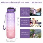 Színátmenetes motivációs kulacs idézetekkel és időskálával (1000 ml) - Lila/Barack