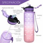 Színátmenetes motivációs kulacs idézetekkel és időskálával (1000 ml) - Lila/Barack
