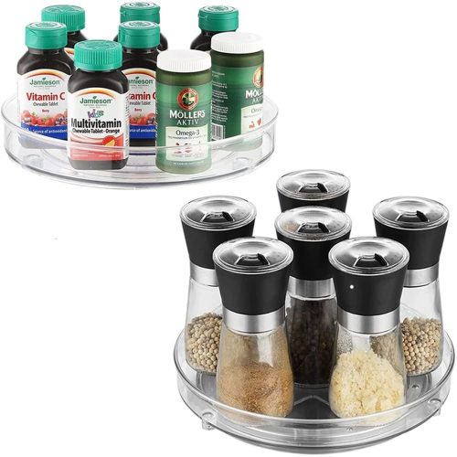 Organizator de bucătărie rotativ transparent, format din 2 piese - mărimea S