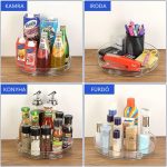 Organizator de bucătărie rotativ transparent, format din 2 piese - mărimea S