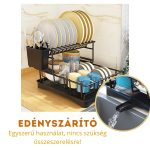 Chiuvetă dublă cu tavă de scurgere și scurgător de vase cu cioc de scurgere încorporat