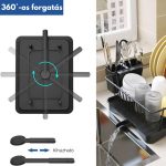 Chiuvetă dublă cu tavă de scurgere și scurgător de vase cu cioc de scurgere încorporat