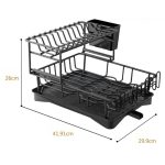 Chiuvetă dublă cu tavă de scurgere și scurgător de vase cu cioc de scurgere încorporat