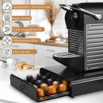 Sertar pentru suportul capsulelor de cafea Nespresso, cu mâner elegant - 40 de capsule