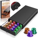 Sertar pentru suportul capsulelor de cafea Nespresso, cu mâner elegant - 40 de capsule