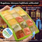 Set de 3 aparate de făcut cuburi de gheață din silicon și suport - 5x3 cuburi