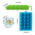 Set de 3 aparate de făcut cuburi de gheață din silicon și suport - 5x3 cuburi