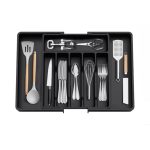 Suport și organizator glisant pentru tacâmuri - Negru