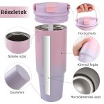 Pohár s gradientným vzorom, cestovný kelímok 820 ml - ružovo-fialový