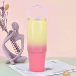 Sklenice s gradientním efektem, cestovní kelímek 820ml - žlutá/růžová