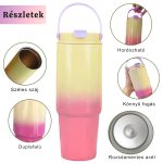 Sklenice s gradientním efektem, cestovní kelímek 820ml - žlutá/růžová