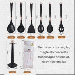 Set de 7 piese din silicon pentru servirea mesei - Negru, model cu stropi