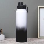 Rozsdamentes Acél Termosz Kulacs Szivárgásmentes Kupakkal, Hideg és Meleg Italokhoz - 950 ml - Fekete-Fehér Színátmenetes - Black Friday