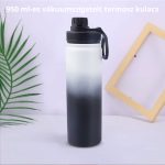Rozsdamentes Acél Termosz Kulacs Szivárgásmentes Kupakkal, Hideg és Meleg Italokhoz - 950 ml - Fekete-Fehér Színátmenetes - Black Friday