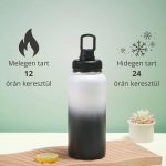Rozsdamentes Acél Termosz Kulacs Szivárgásmentes Kupakkal, Hideg és Meleg Italokhoz - 950 ml - Fekete-Fehér Színátmenetes - Black Friday