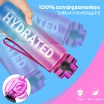 Színátmenetes, Feliratos Kulacs Szivárgásmentes Kupakkal - 1000 ml - Pink/Kék
