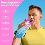 Színátmenetes, Feliratos Kulacs Szivárgásmentes Kupakkal - 1000 ml - Pink/Kék