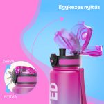 Színátmenetes, Feliratos Kulacs Szivárgásmentes Kupakkal - 1000 ml - Pink/Kék