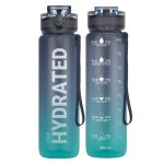 Sticlă de apă cu imprimeu gradient și capac etanș - 1000 ml - Negru/Turcoaz