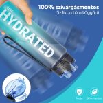 Sticlă de apă cu imprimeu gradient și capac etanș - 1000 ml - Negru/Turcoaz