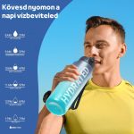 Sticlă de apă cu imprimeu gradient și capac etanș - 1000 ml - Negru/Turcoaz