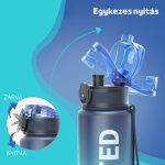 Sticlă de apă cu imprimeu gradient și capac etanș - 1000 ml - Negru/Turcoaz