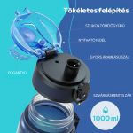 Sticlă de apă cu imprimeu gradient și capac etanș - 1000 ml - Negru/Turcoaz