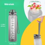 Színátmenetes, Feliratos Kulacs Szivárgásmentes Kupakkal - 1000 ml - Szürke/Fekete