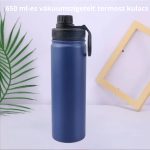 Modrá termoska z nerezové oceli s nepropustným uzávěrem, funkce udržování teploty a chladu - 650 ml