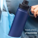 Modrá termoska z nerezové oceli s nepropustným uzávěrem, funkce udržování teploty a chladu - 650 ml