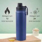 Modrá termoska z nerezové oceli s nepropustným uzávěrem, funkce udržování teploty a chladu - 650 ml