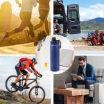 Modrá termoska z nerezové oceli s nepropustným uzávěrem, funkce udržování teploty a chladu - 650 ml