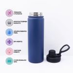 Modrá termoska z nerezové oceli s nepropustným uzávěrem, funkce udržování teploty a chladu - 650 ml